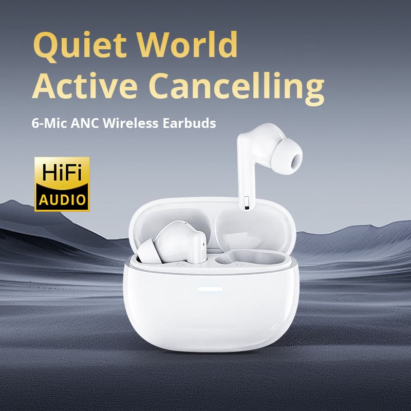Fones de Ouvido AOC ACT4615 Bluetooth, Fones de Ouvido HiFi, Fones de Ouvido Lossless, Cancelamento de Ruído Profundo,