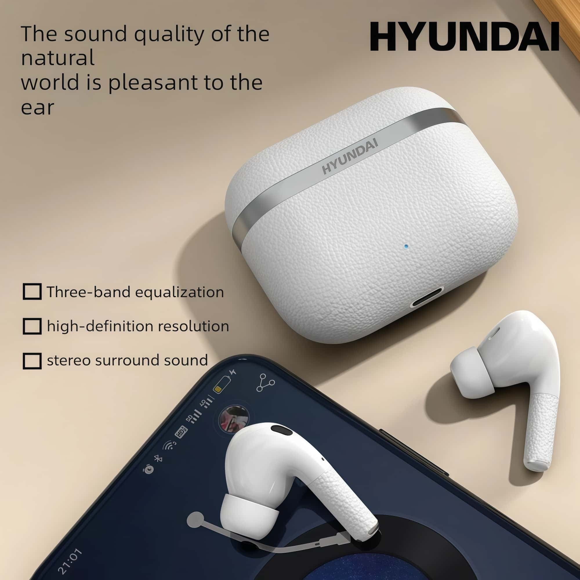 Fones de ouvido HYUNDAI T02Plus, fones de ouvido Bluetooth sem fio, fones de ouvido para jogos esportivos de alta