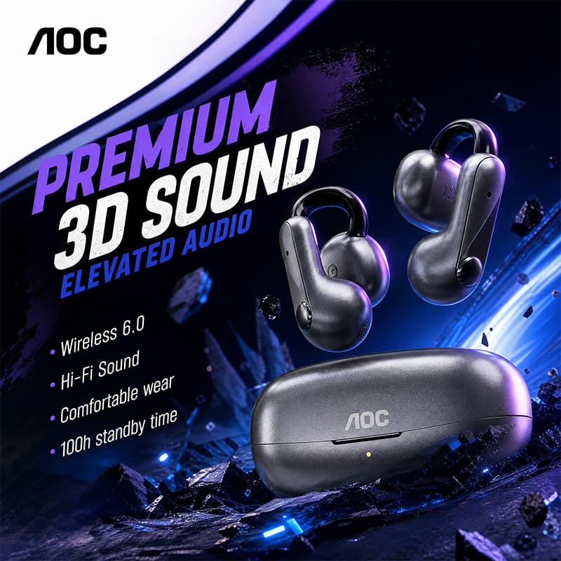 AOC ACD4614 Fone de Ouvido com Clipe Bluetooth Sem Fio, Fones de Ouvido, Fone de Ouvido Único de 4,5g Ultra Leve, Driver