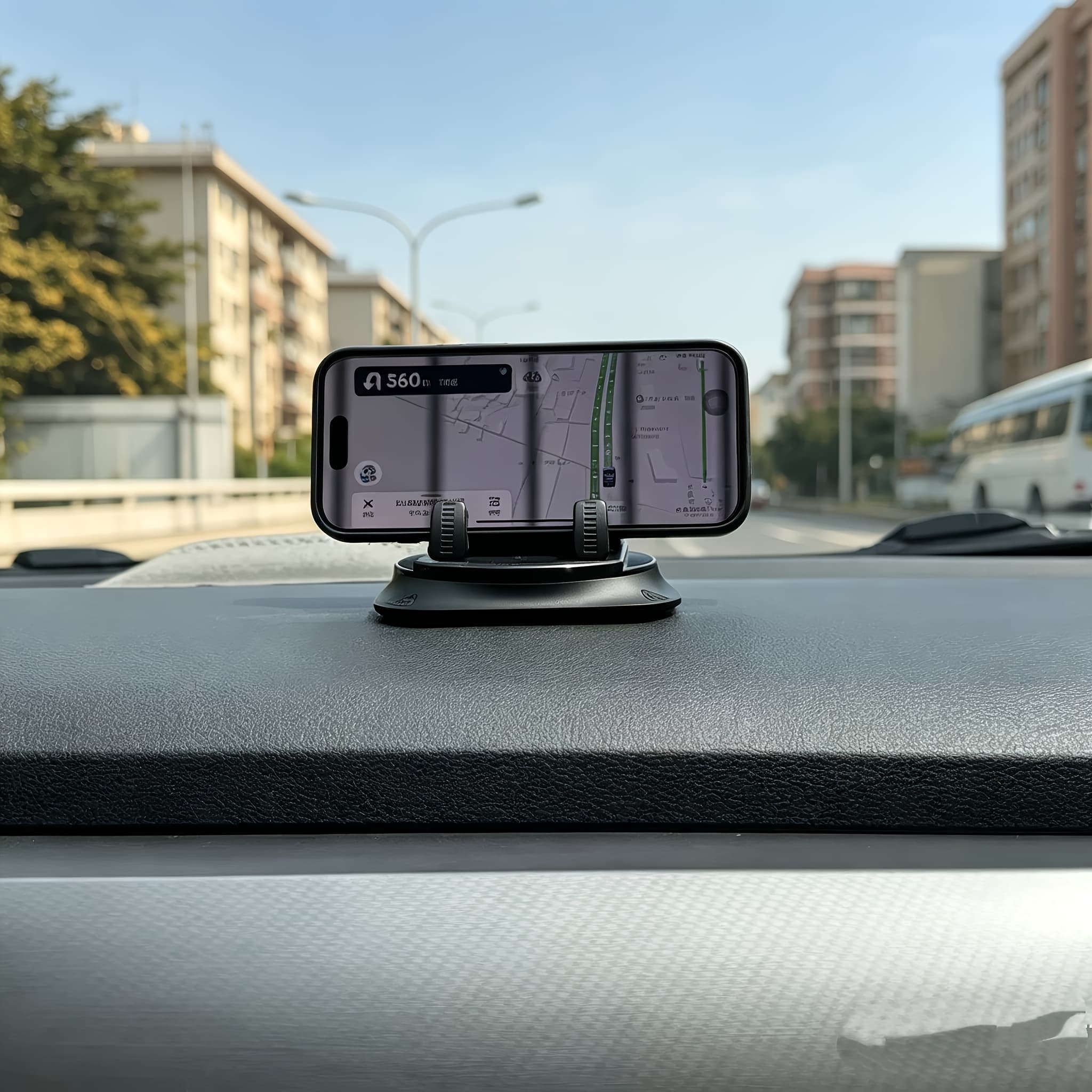 Suporte universal giratório 360° para painel de carro, suporte de clipe fácil de uma mão antiderrapante para iPhone e