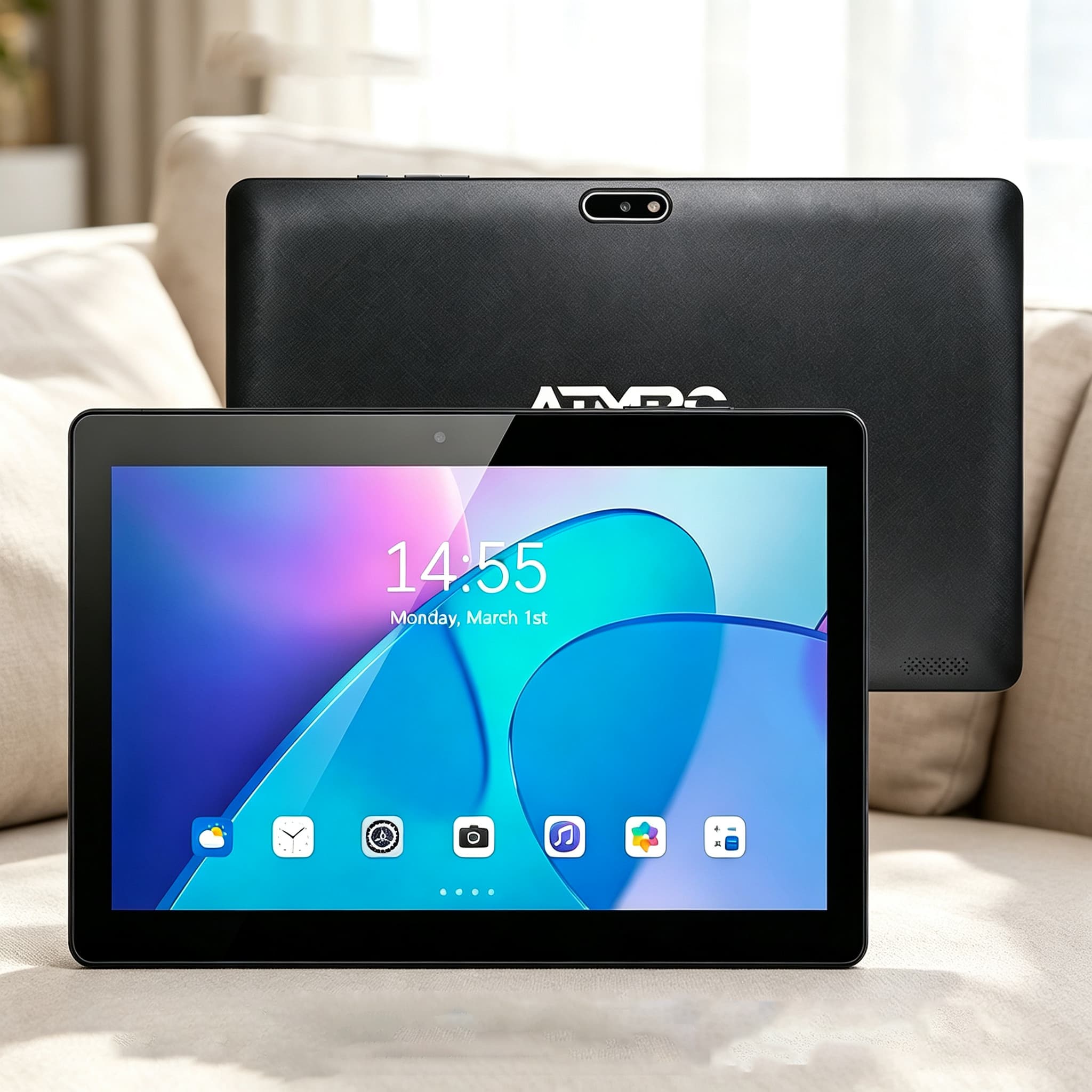 Tablet Android ATMPC de 10,1 polegadas, Android 14, ROM 32 GB, bateria de 6000 mAh, Bluetooth 5.0, câmeras frontal de 2