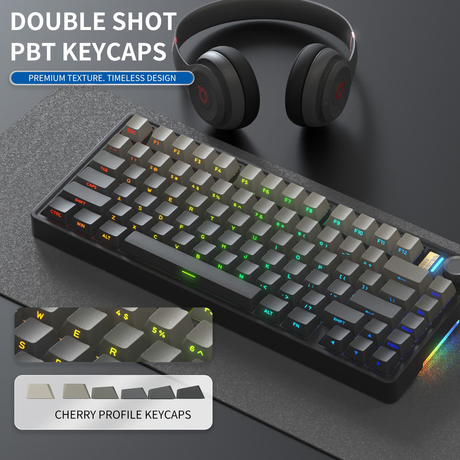 Teclado Mecânico Sem Fio | Mini Teclado Mecânico Retrô | Teclado Ergonômico 75% RGB Hot Swap, Estrutura em Gaxeta,