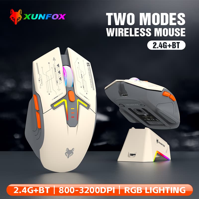 Mouse H2, leve S205, mouse Bluetooth sem fio de três modos para jogos, carregamento, iluminação RGB, adequado para#Cor: