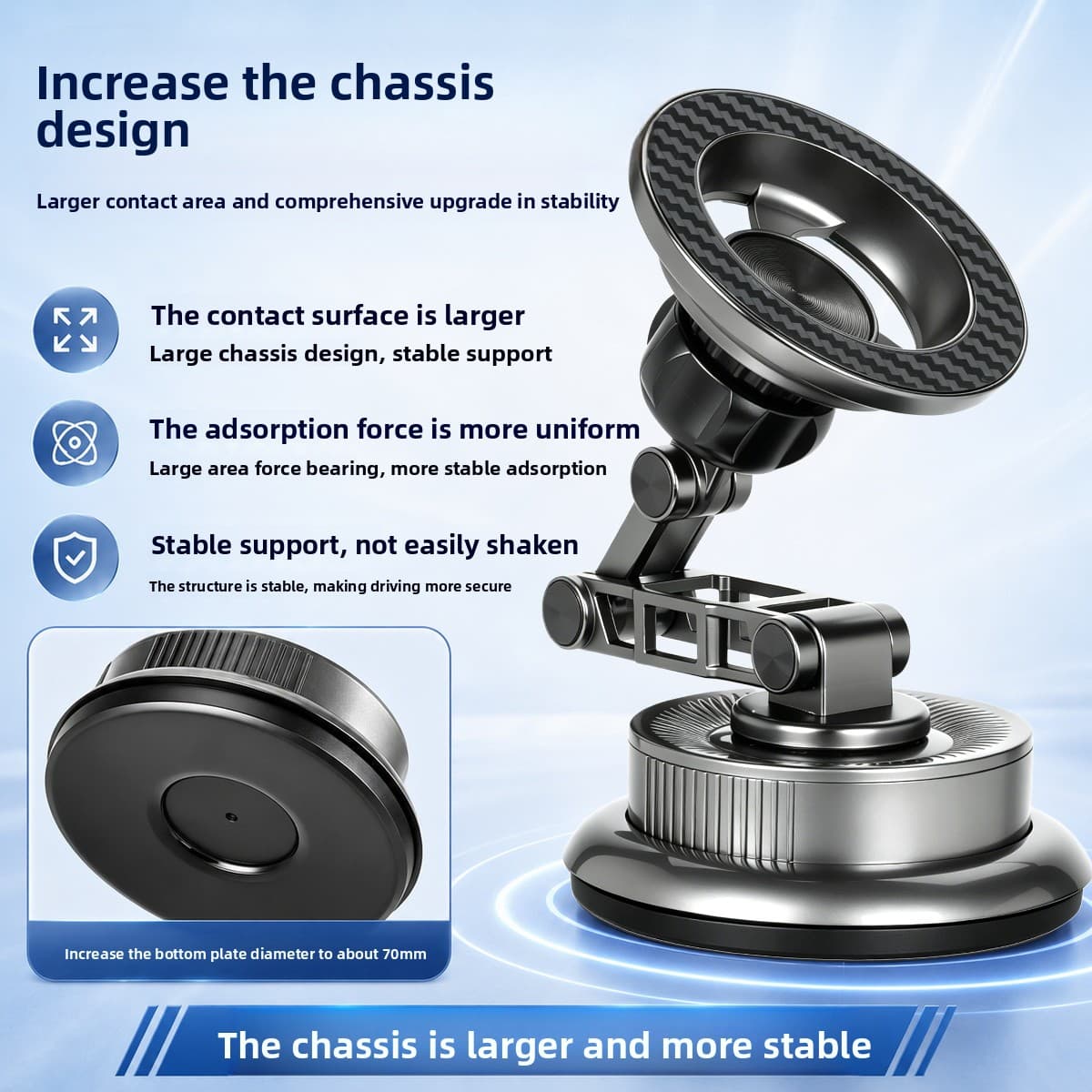 Base de Sucção Rotativa de 360 Graus para Carro, Suporte Magnético Forte N52 para Navegação, Suporte Magnético Mecânico