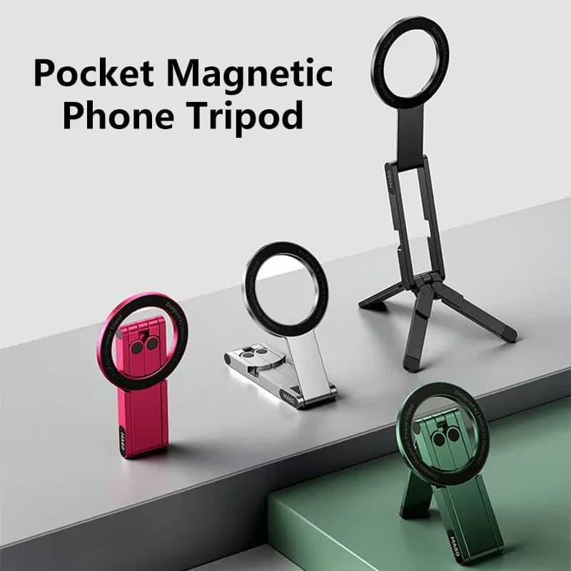 Suporte de Tripé Magnético Dobrável para iPhone 16/15/14/13/12 Pro Max & Smartphones Xiaomi/Huawei