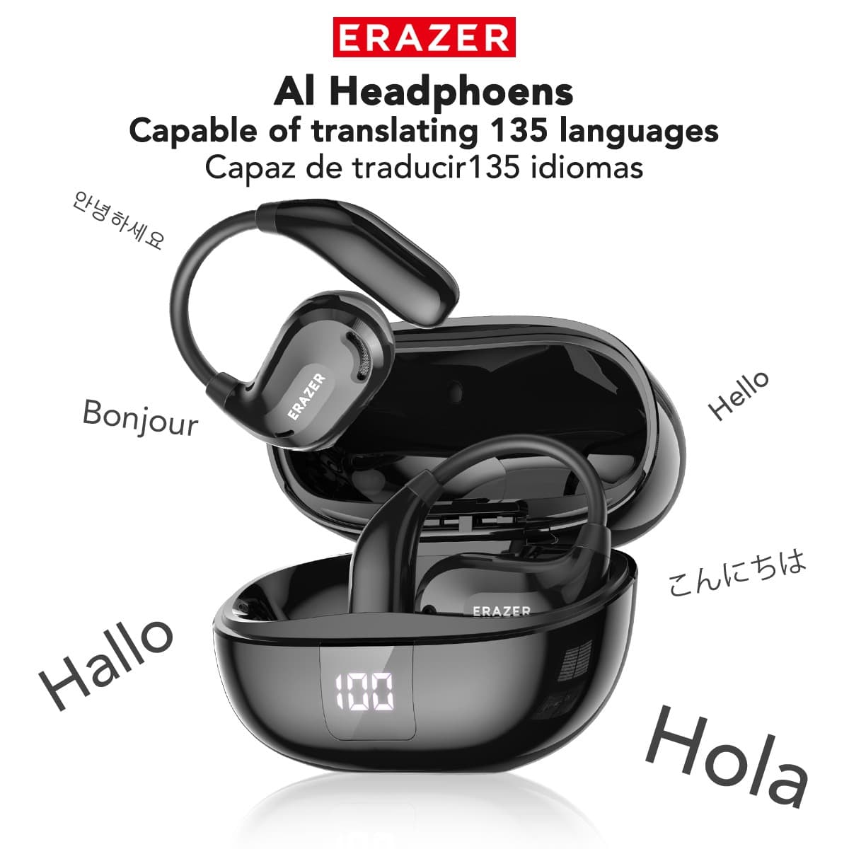 Fones de ouvido Erazer XT66 PRO OWS sem fio Bluetooth, fones canceladores de ruído, fones com cancelamento de ruído,