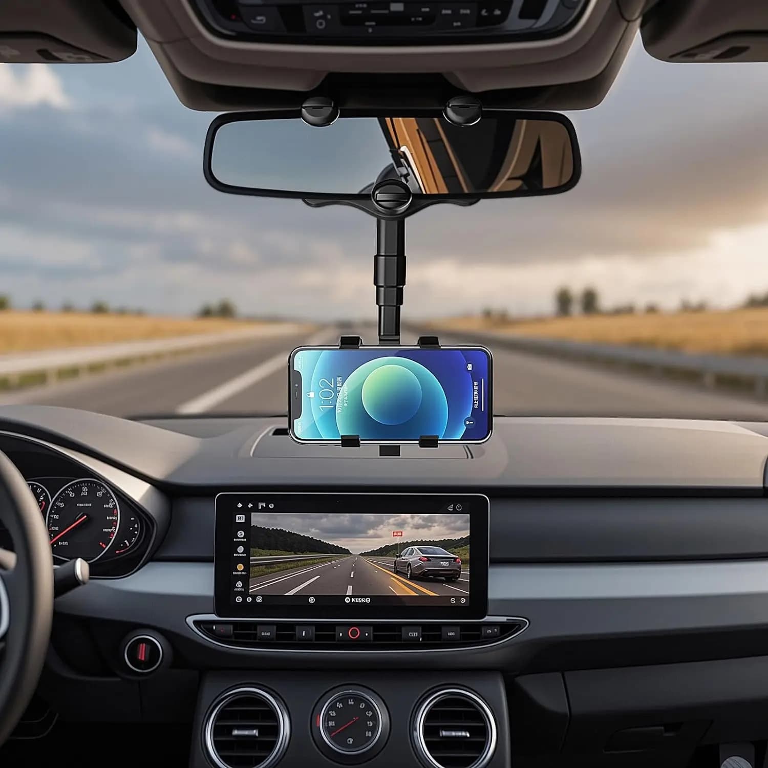 Suporte de Celular para Carro, Suporte de Telefone para Retrovisores, Rotação 360° & Retrátil, Acessórios Automotivos