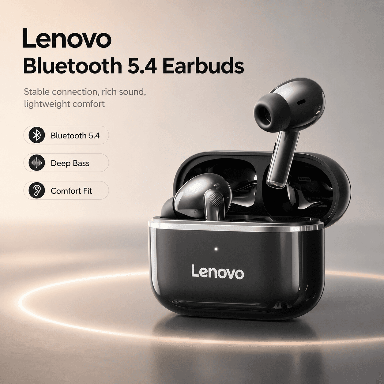Fones de ouvido sem fio Lenovo Original EA230, fones Bluetooth com microfone, Bluetooth 5.4, de ouvido