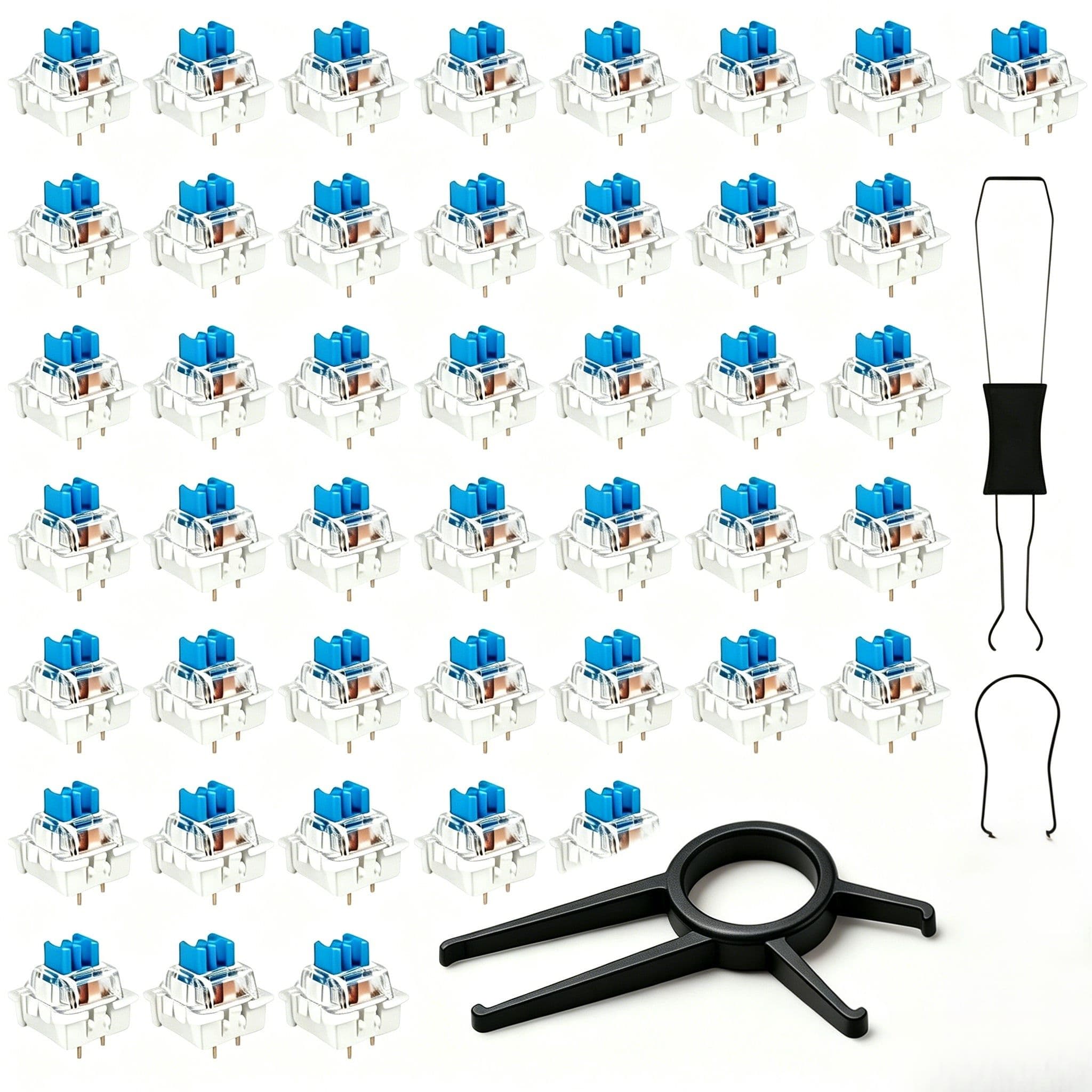 ITLY 50 Unidades Interruptor Azul para Teclado Mecânico à Prova de Poeira, Interruptor Tátil Clicky 3 Pinos, com