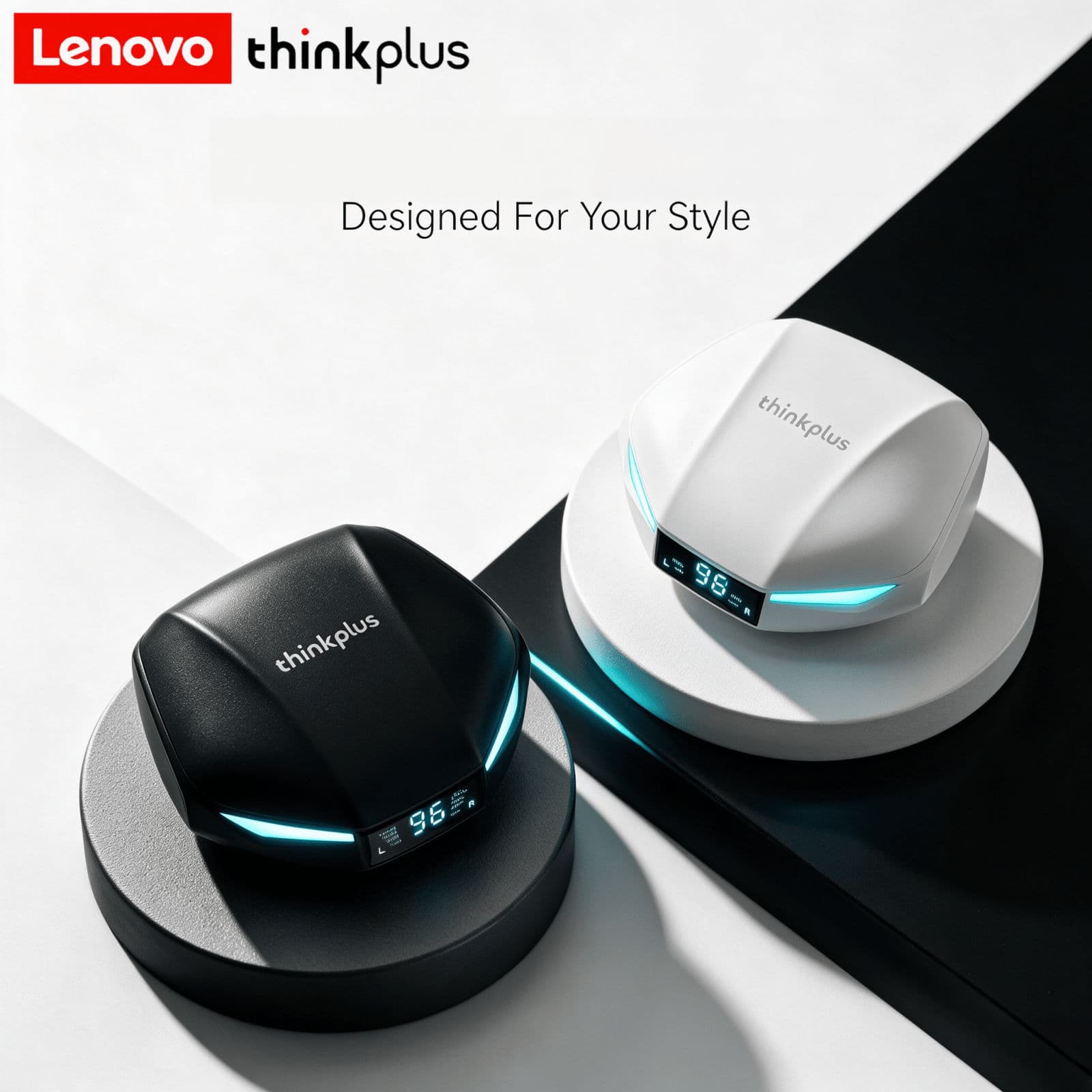 Fones de ouvido Lenovo XT53 sem fio Bluetooth, fones TWS para jogos, modo de jogo com baixa latência, fone de ouvido