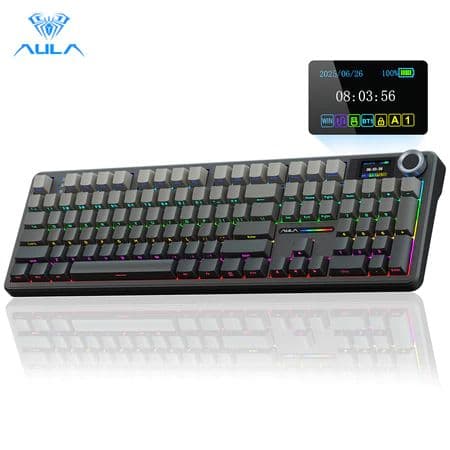 Teclado Mecânico AULA F108 Tri-Modo Sem Fio Bluetooth RGB Hot Swappable Tamanho Completo 108 Teclas Ergonômico
