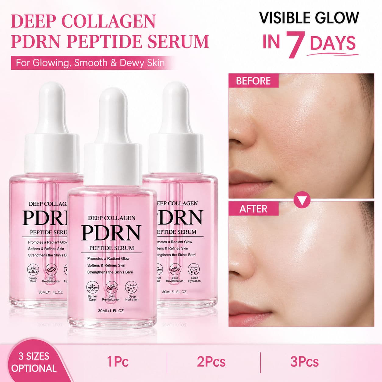 Avançado Clareador com Vitamina C & Niacinamida, Essência Facial Estimulante de para Pele Radiante, 30ml