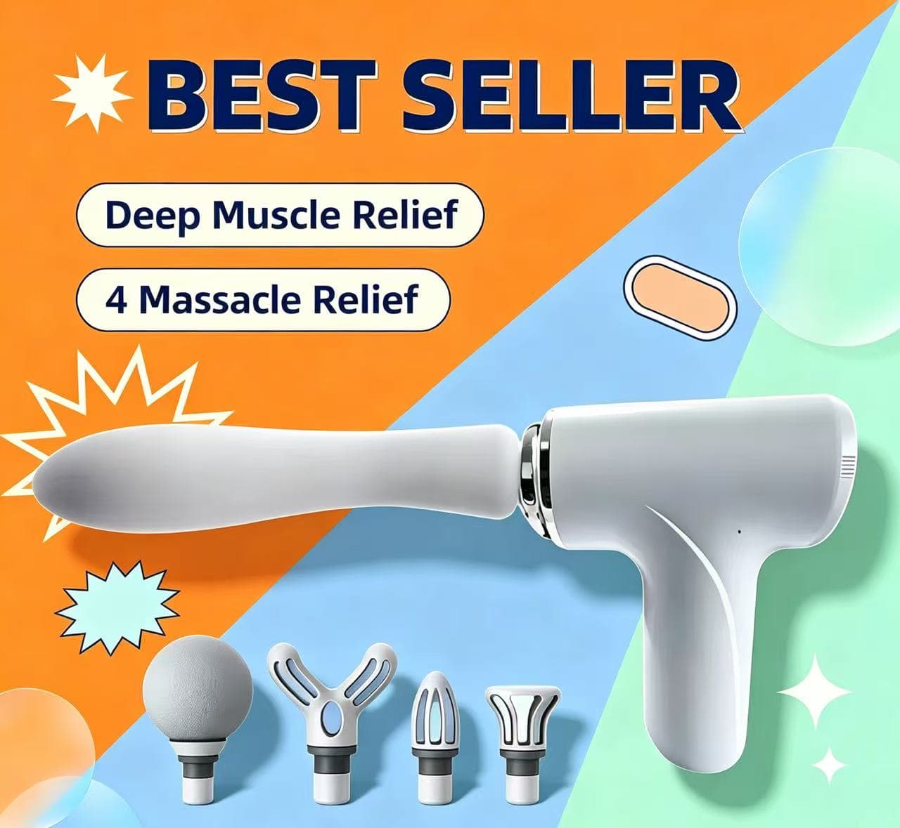 Mini Pistola de Massagem Muscular, Massageador Elétrico Multifuncional para Alívio Muscular e Uso Doméstico | Acessório