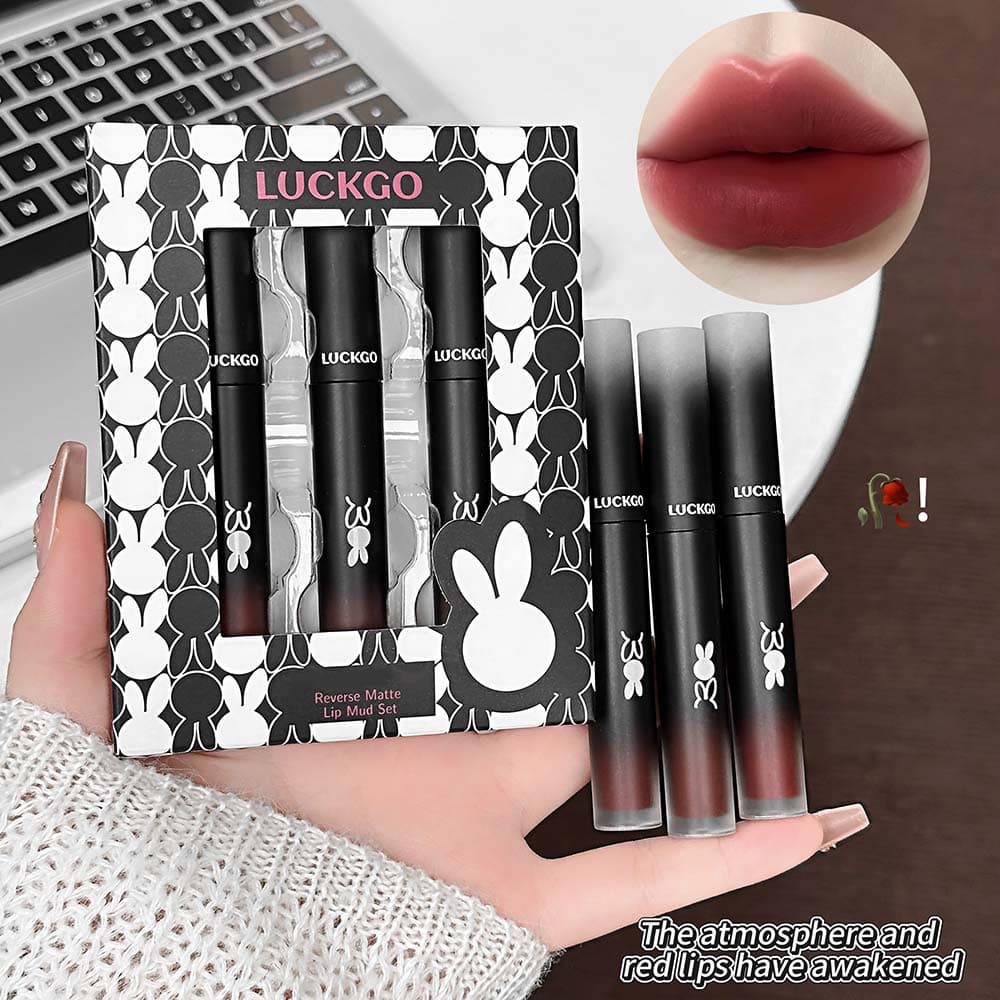 Conjunto de 3 Peças UCKGO Conjunto de Batom Líquido Matte Velvet Gloss Labial