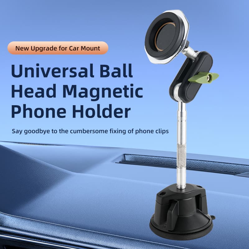 Suporte magnético universal anti-vibração para celular no carro, ventosa rotativa 360° para navegação e gravação de