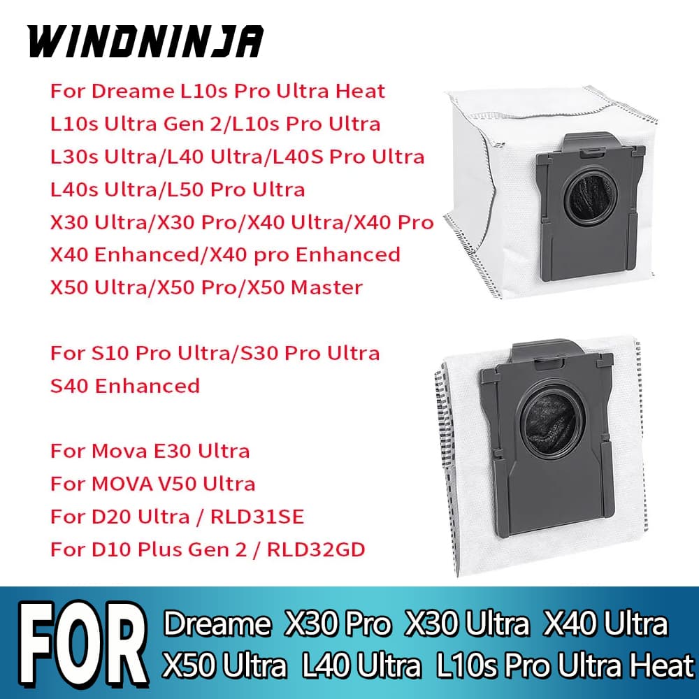 Sacos de pó para aspirador de pó robô Dreame L40 Ultra L10s Pro Ultra Heat X50 Ultra X40 Ultra X30 Ultra X30 Pro X40 Pro