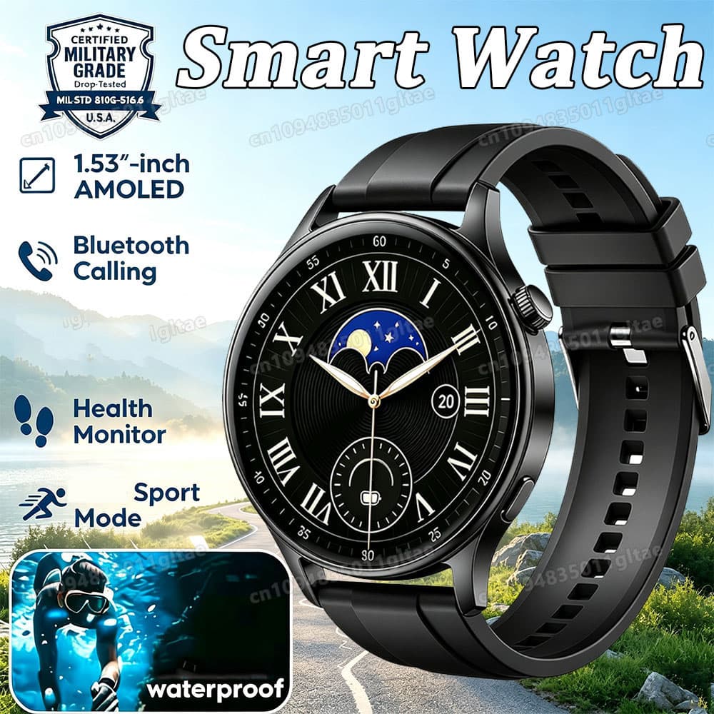 Novo Relógio 5 Pro Smartwatch Bluetooth Chamada à Prova D'Água Tela AMOLED Personalização de Mostrador Esportivo Relógio
