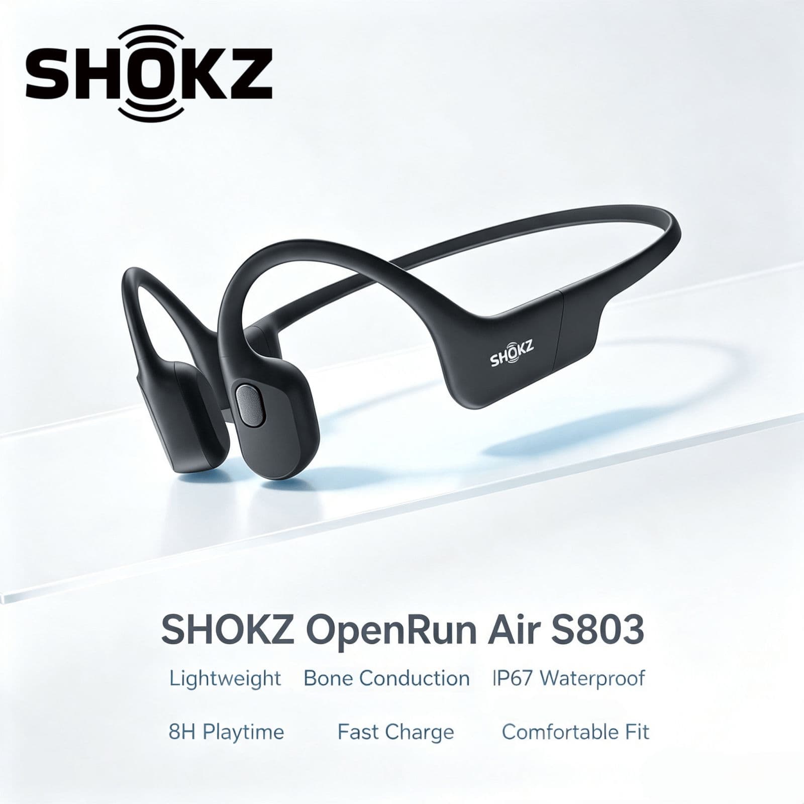 Shokz S803 Fones de Ouvido Condução Óssea Bluetooth Sem Fio Fones Abertos HD Chamada Redução de Ruído Fones de Ouvido de