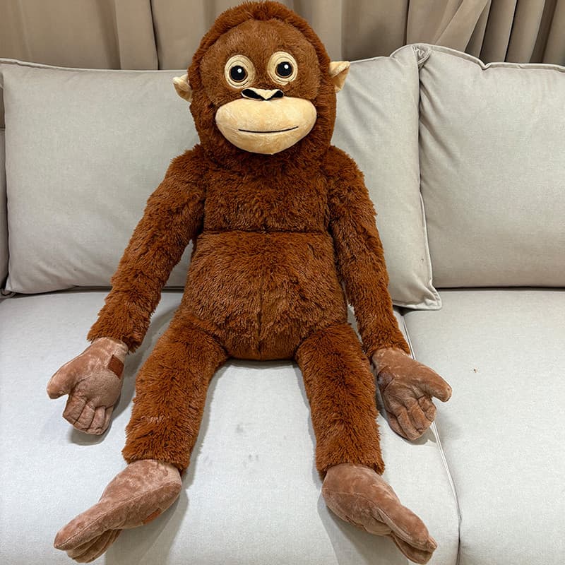 Brinquedo de Pelúcia de Orangotango Realista Macio para Cachorro e Gato – Brinquedo Mastigável e Interativo para