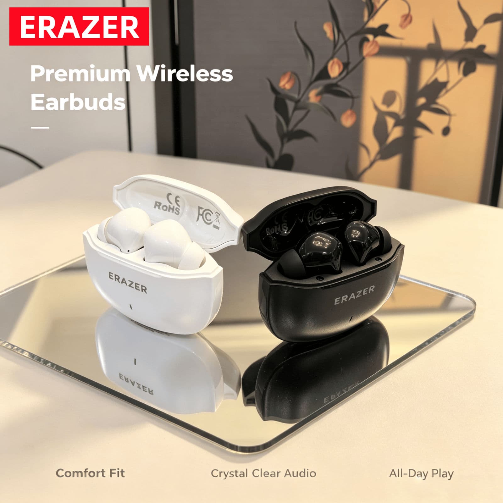 ERAZER HT82 Fones de Ouvido Sem Fio Bluetooth 5.4 Fones Intra-Auriculares Modo de Baixa Latência Fones de Ouvido