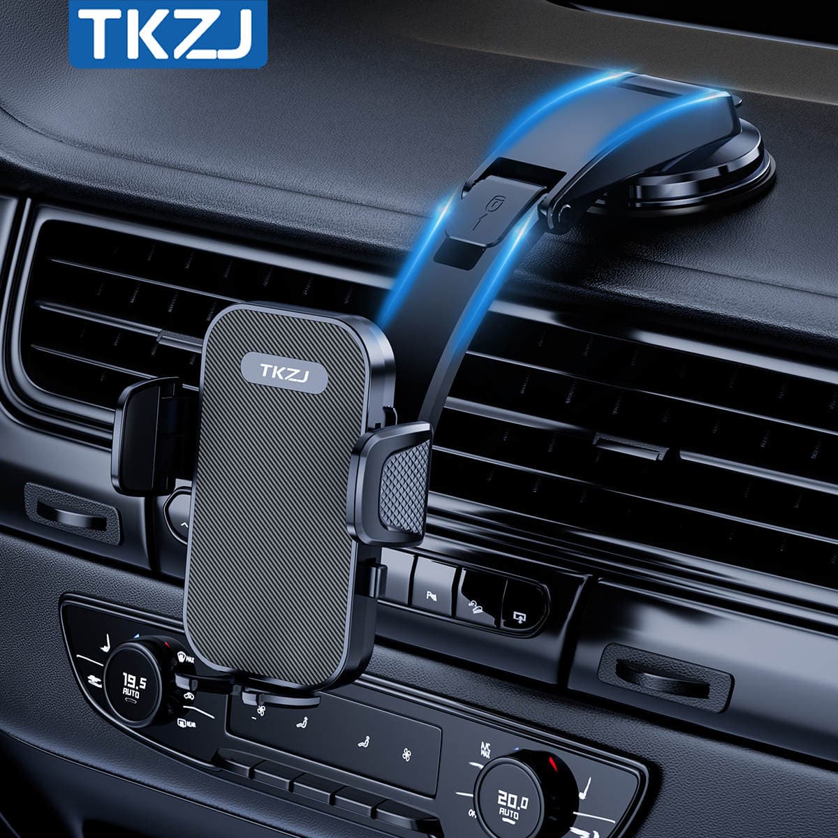 Suporte de celular para carro TKZJ T006S, suporte ajustável horizontal e vertical para painel, compatível com todos os