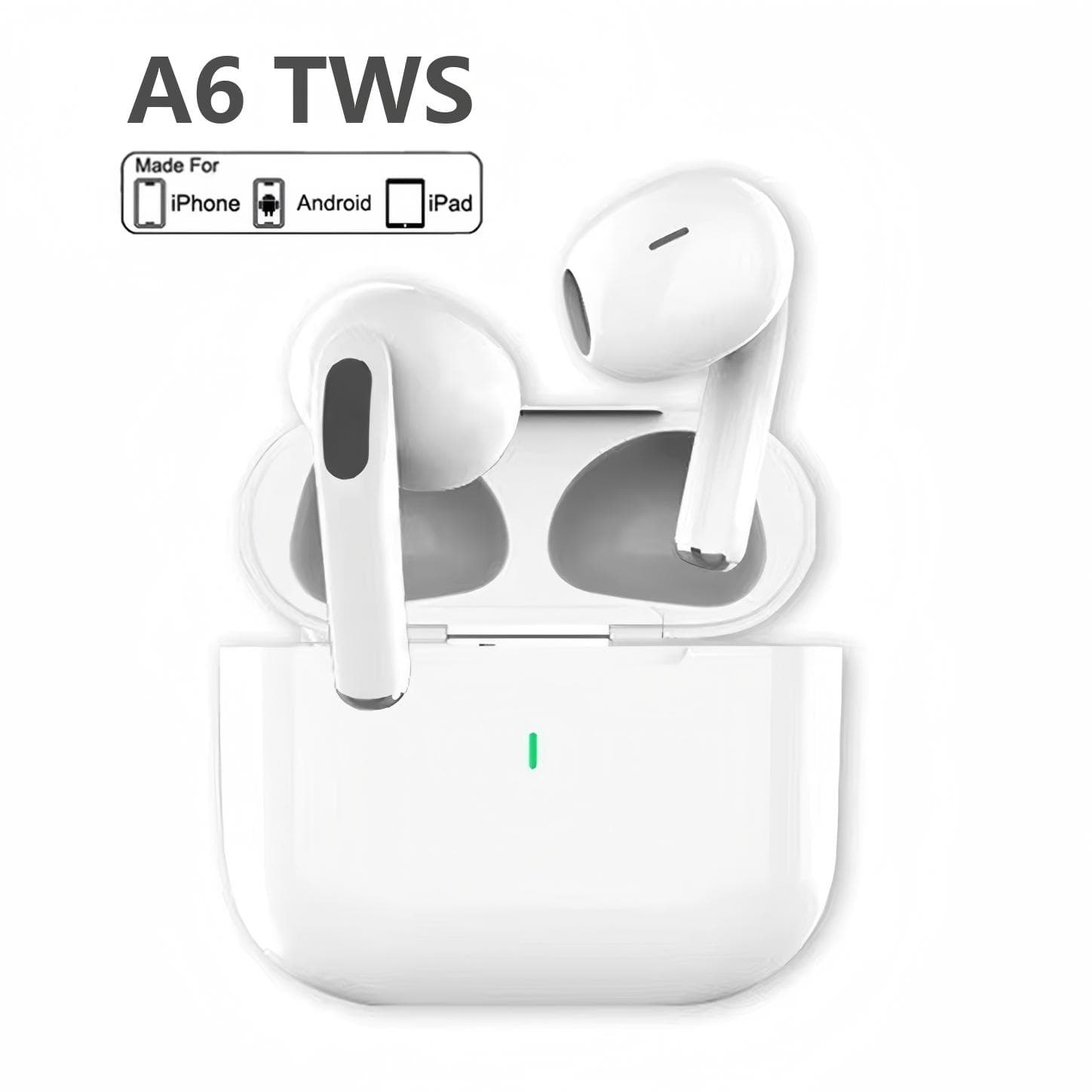 UEESFIT A6 TWS Fones de Ouvido Sem Fio Bluetooth, Fone de Ouvido Intra-Auricular com Microfone, Fones de Ouvido Estéreo