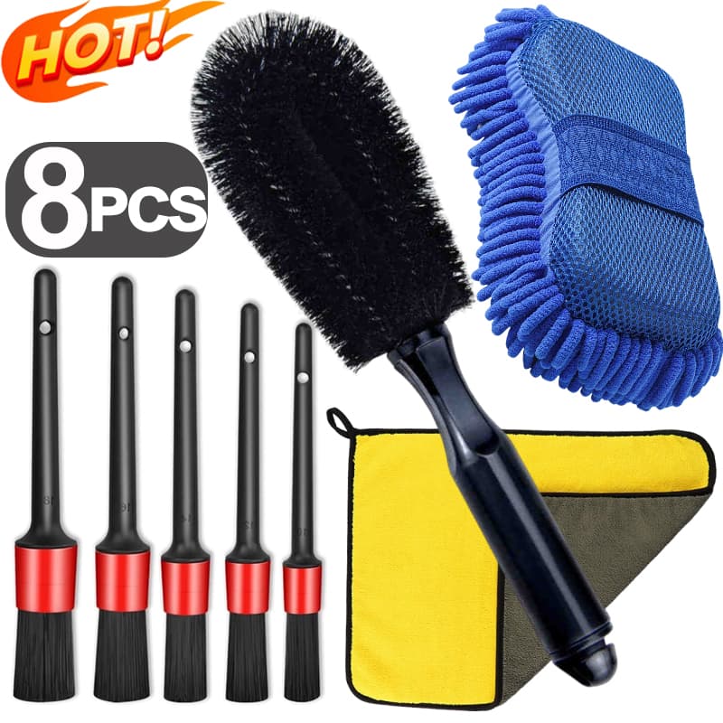 Kit de Lavagem de Carro Detalhamento Esponja de Limpeza Escova de Limpeza de Pneus e Rodas Toalha de Lavar Pano