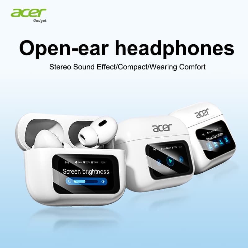Fones de ouvido Acer OHR802 com Type-C, fones sem fio, headset Bluetooth com microfone, earpods, fone intra-auricular,