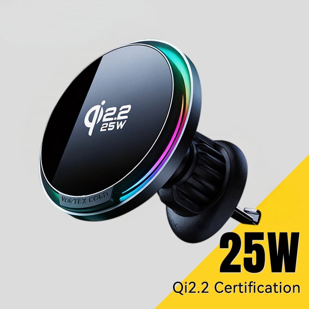 Suporte Magnético Para Telefone Com Ventilação De Ar Carro Carregamento Rápido Sem Fio RGB 25w