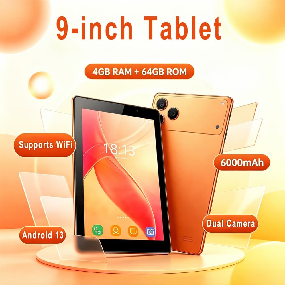 Tablet Android usado de 9 polegadas com sistema Android 9, compatível com WiFi e Bluetooth, bateria de longa duração e