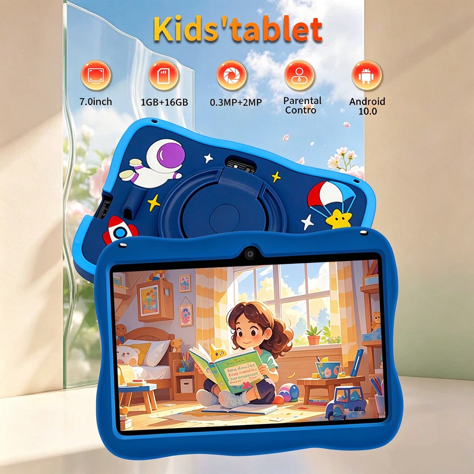 Tablet 7 Polegadas Android OS 1GB + 16GB Wi-Fi Bluetooth Para Estudo Infantil