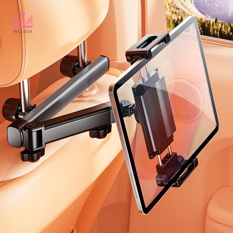 Suporte 3 em 1 Atualizado para Tablet & Celular no Encosto de Cabeça do Carro – Rotação 360°, Ajuste com 3 Porcas, Braço