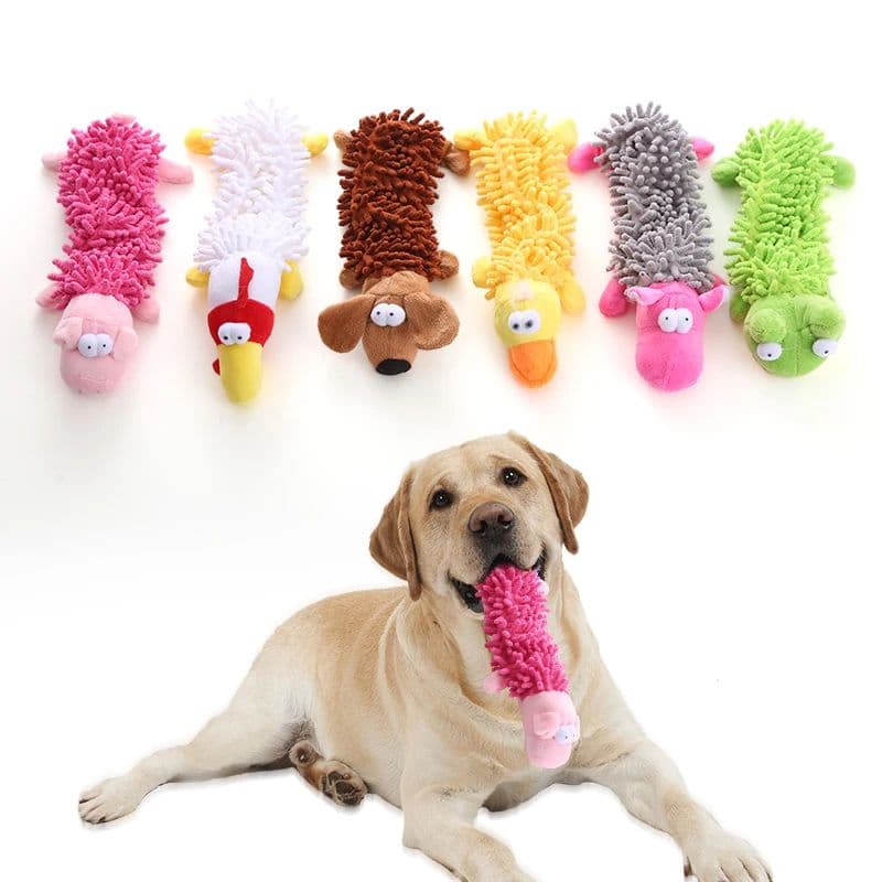 Brinquedo de Pelúcia para Cachorro, Mop de Tecido em Forma de Animal, Brinquedo Interativo Resistente à Mordida para