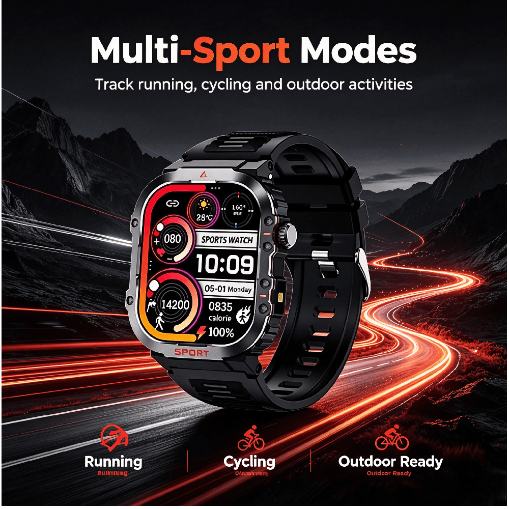TechLife Smartwatch Qx11 1.96 Polegadas Tela sensível ao toque HD Relógio esportivo original para homens e mulheres