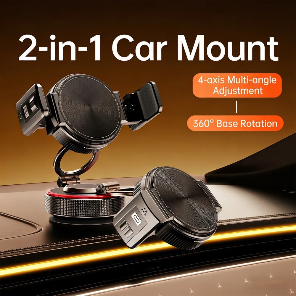 Suporte Magnético para Celular de Carro Rotação 360° Ventosa a Vácuo Suporte Dobrável