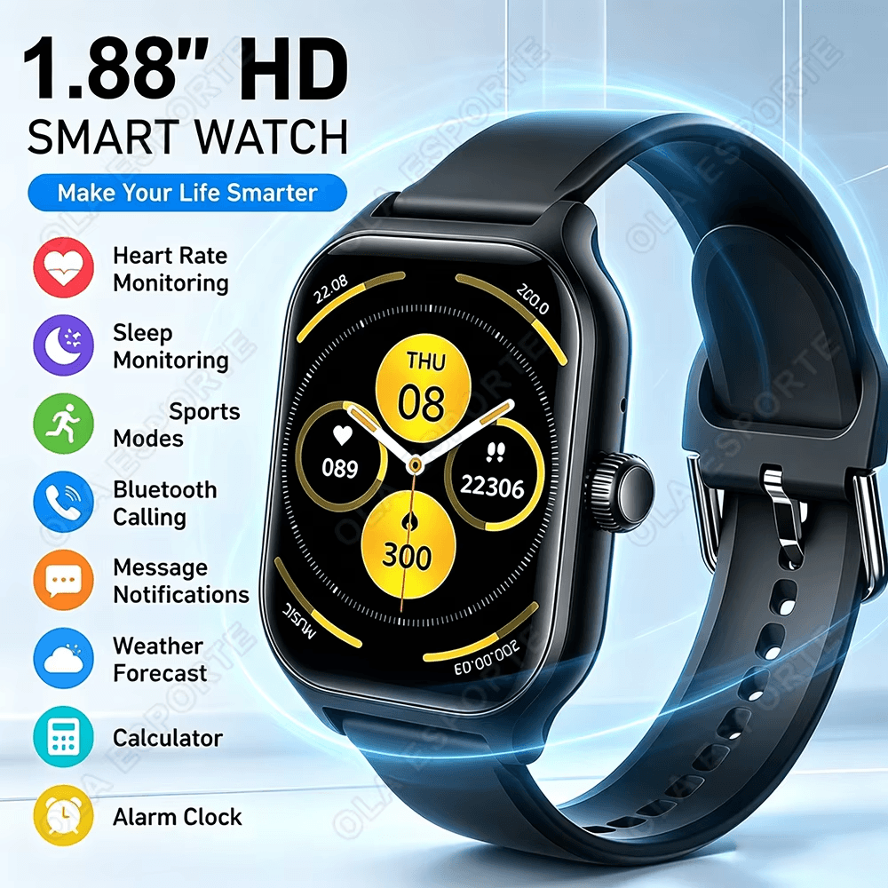 Novo Relógio Inteligente Monitor de Saúde Smartwatch Bluetooth Chamada Música Notificação de Mensagem Presente Relógio