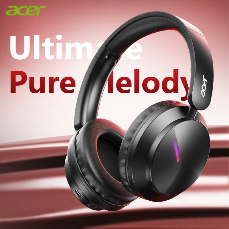 Fones de ouvido Acer OHR666, supra-auriculares Bluetooth, fones de ouvido para jogos de baixa latência de 35 ms, áudio