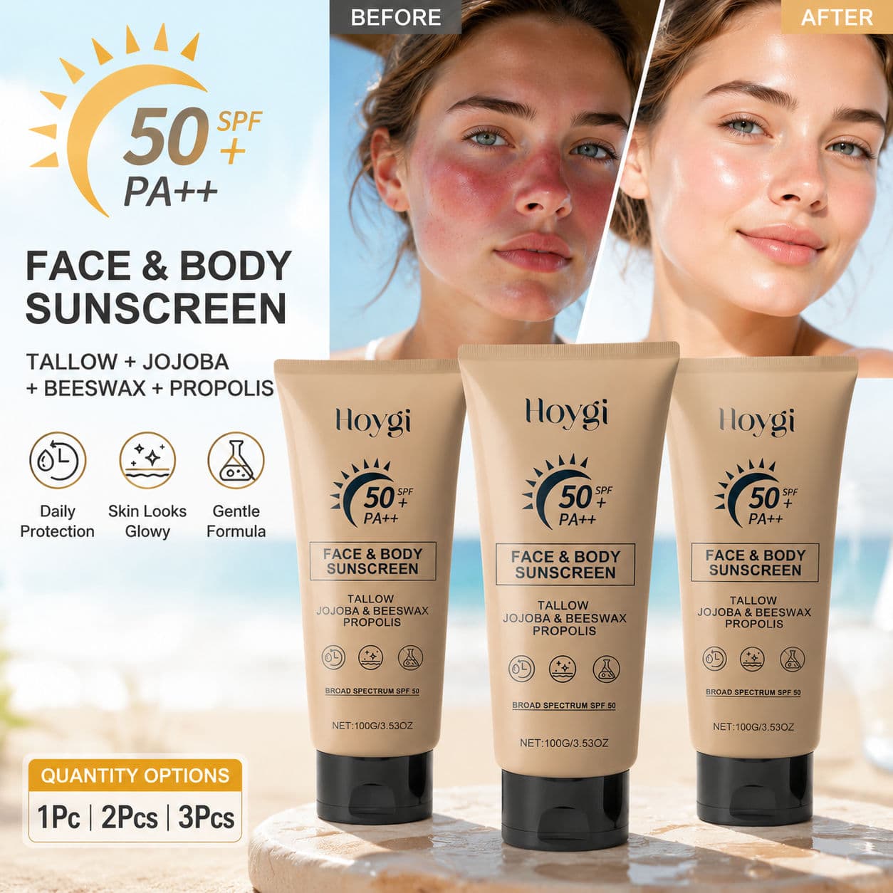 Protetor Solar Leve 100g - Protetor Solar Facial Diário Nutritivo para a Pele com Proteção UV, Atualizado