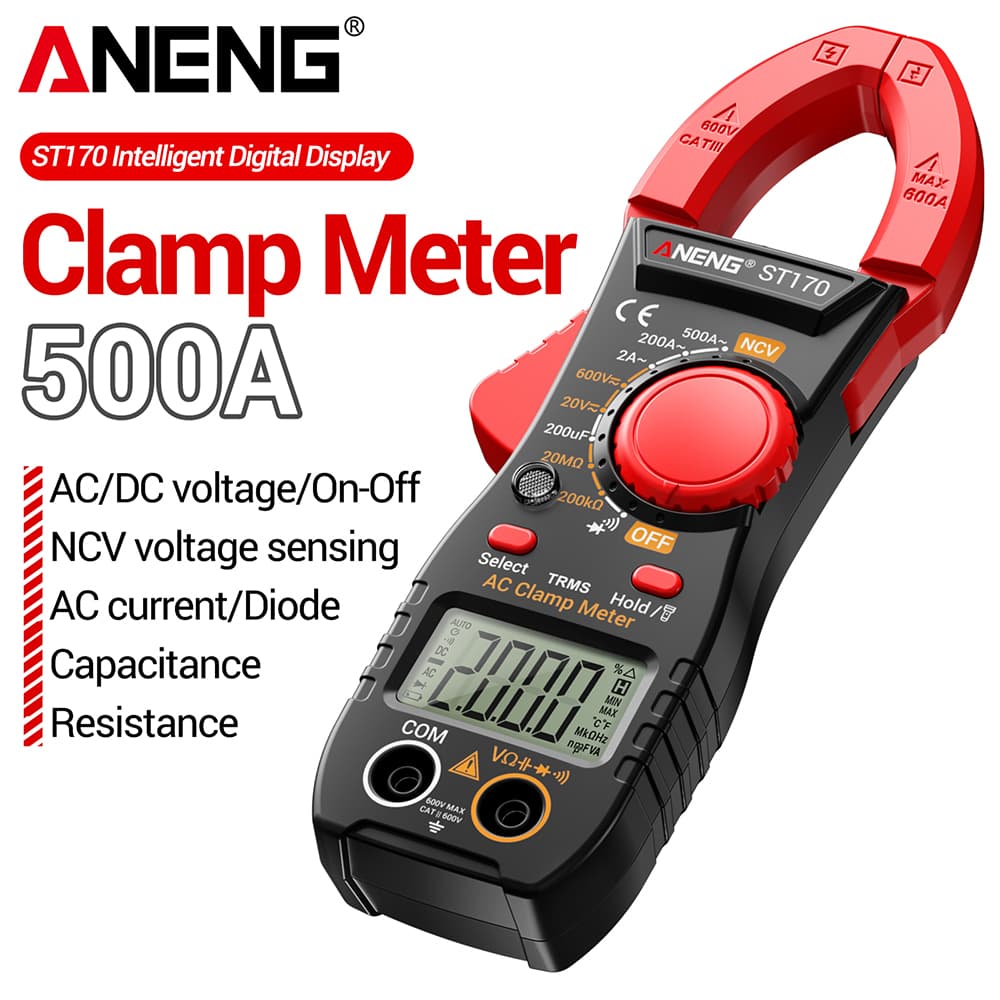 ANENG One Set ST170 Alicate Amperímetro Digital , 1999 Contagens Tensão AC/DC NCV Alta Precisão Sem Contato 500A Diodo C