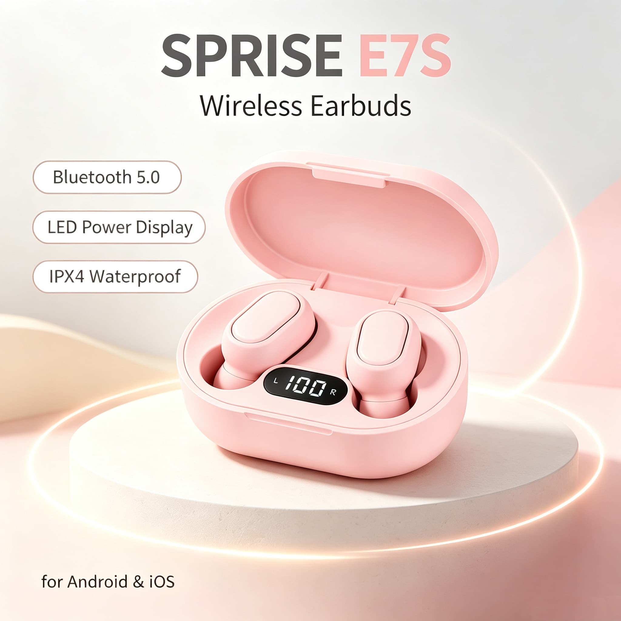 SPRISE E7S Fones de Ouvido Mini TWS Fones de Ouvido Bluetooth 5.0 Bluetooth Dupla Diafragma IPX4 À Prova D'água LED
