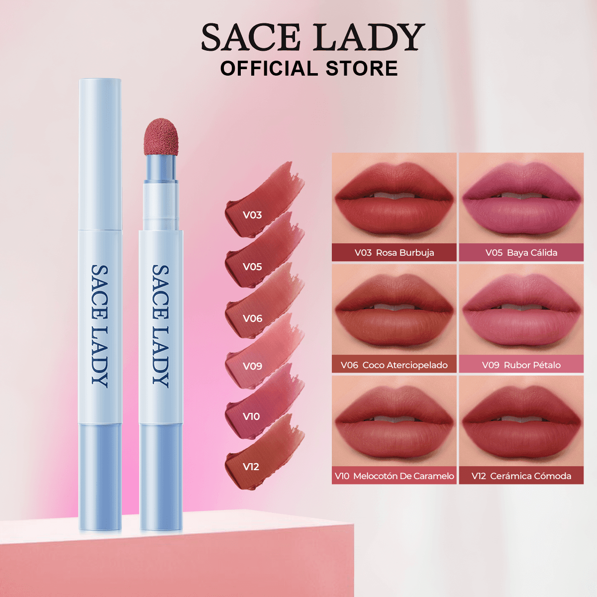 SACE LADY Compre 1 Leve 2 Conjunto de Batom Líquido com Acabamento Matte em 2 Peças, Longa Duração, Batom Velvet |
