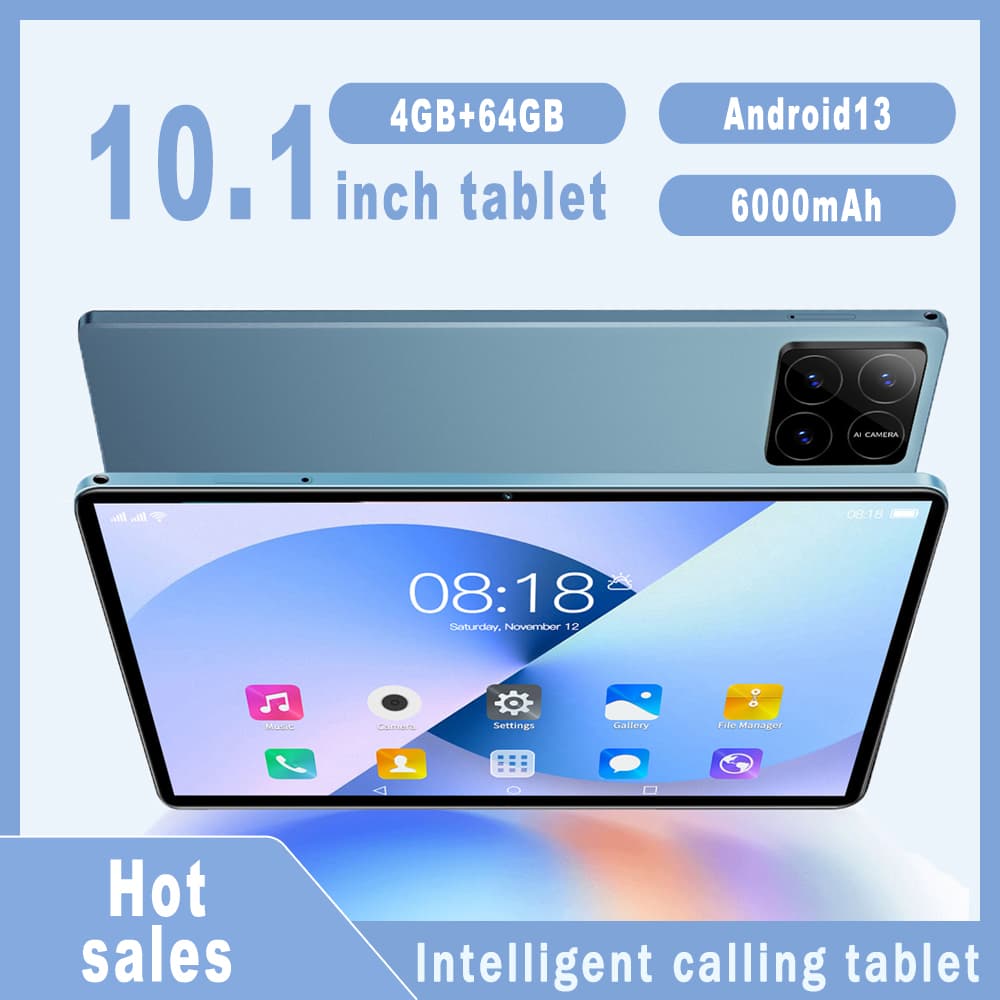 Tablet Android 10,1 polegadas, 4 GB de RAM, 64 GB de ROM, compatível com rede celular, Wi-Fi, Bluetooth, câmeras duplas,