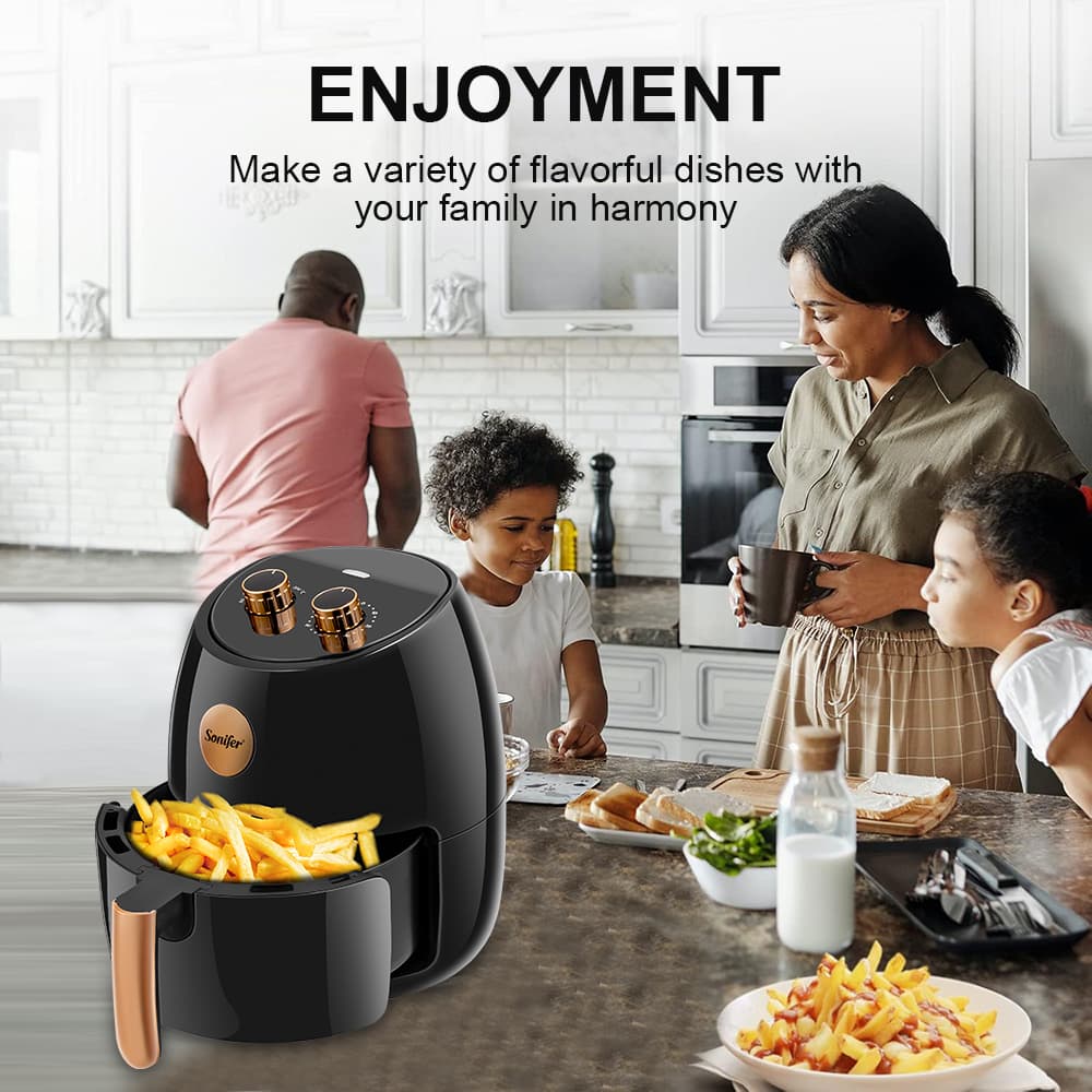 Fritadeira a Ar Sonifer SF-1039 4,5L 1500W Fritadeira Sem Óleo Controle de Duplo Botão 80-200°C Temporizador Cesto