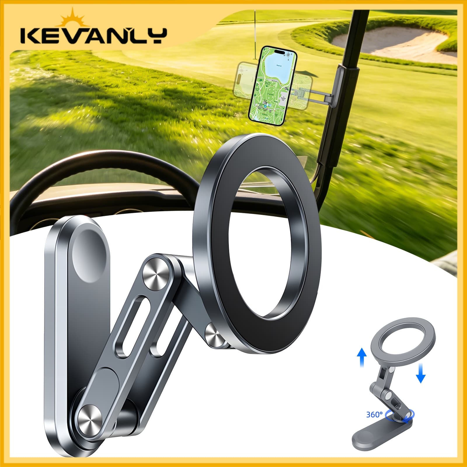 KEVANLY 1 unidade Suporte Magnético Mini para Celular Cinza Liga de Alumínio 360° Rotação Suporte para Carro