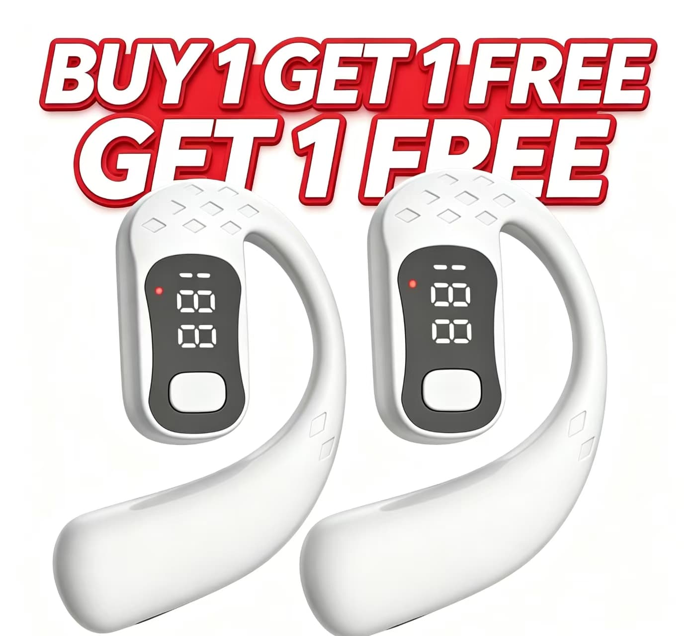Fones de Ouvido Bluetooth 5.4 Sem Fio Leve Condução Óssea Gancho de Orelha Visor LED HD Fones de Ouvido Chamada Fone de