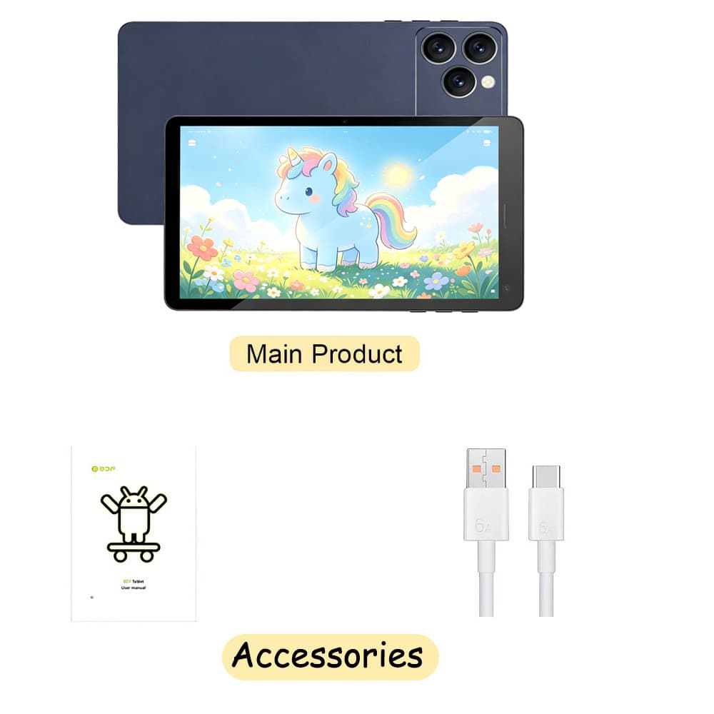 Tablet para Crianças BDF 7 polegadas Tela Android 13 4GB RAM + 64GB ROM, Tela IPS HD Compatível com WiFi
