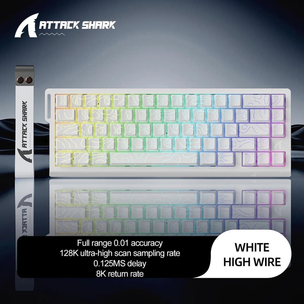 Teclado de Jogos Compacto Attack Shark X68HE com 68 Teclas, Teclado Mecânico com Fio para PC, Laptop, Jogos