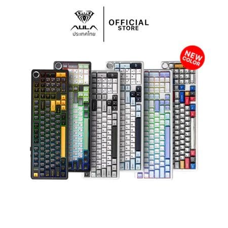 Teclado sem Fio - AULA F99Pro, Teclado Mecânico de Estrutura Gasket, Layout Tailandês, Bateria 8000mAh