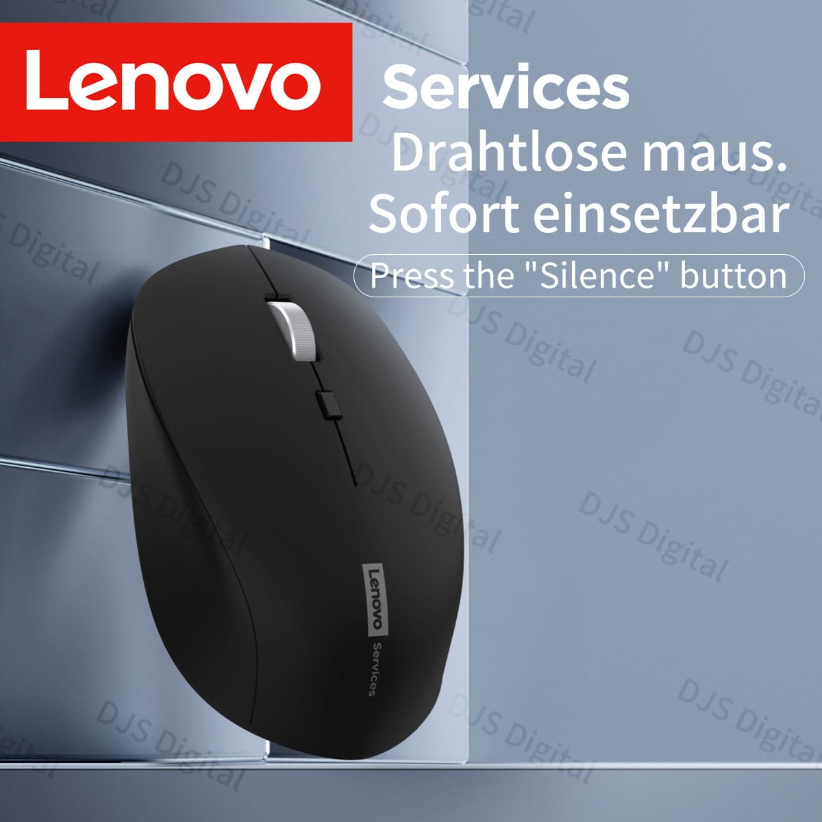 Mouse Sem Fio Lenovo Business Silencioso Ergonômico 2.4G Compatível com Múltiplas Plataformas Design, Sem Pilha