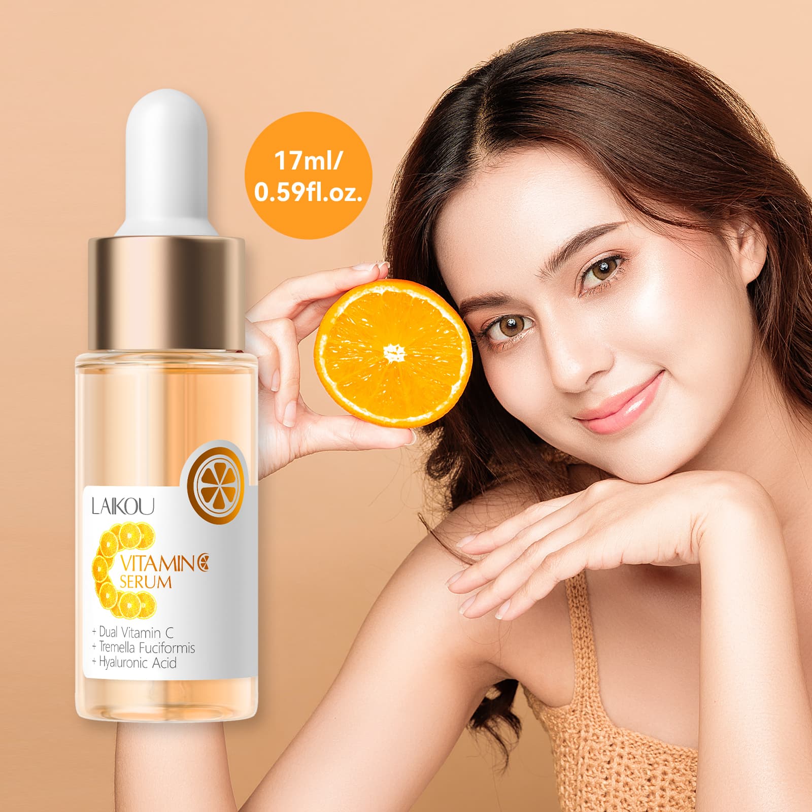 LAIKOU Facial de Vitamina C VC Clareador Anti-Envelhecimento Manchas Escuras Hidratante 17ml